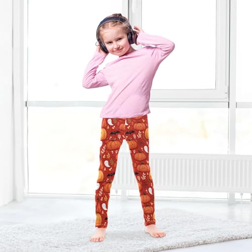 Girls Leggings Halloween Ghost Pumpkin Kids Length Leggings Pants Toddler Athletic Soft Red Tights Trousers 4T4
