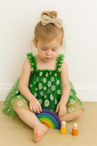 Image of TotzTouch Baby Girls Knee-Length Dress | Frock Cami Strap Flared Printed Net Sleeveless Gown