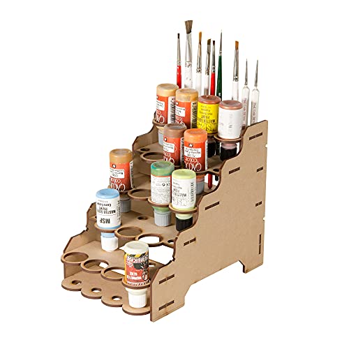 Image of The Broken Token Modular Paint Half Rack w / 26mm Holes - Multiple Organizer for Paint Bottles, Pots, and Brushes in Tiered Layout - Customize Your Pieces with Easy Organization & Access