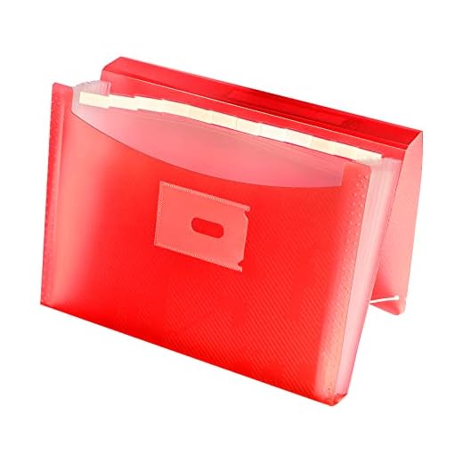 Oxford, Carpeta Clasificadora Acordeón A4+, Tapa Plástico Translúcido, 13 Bolsillos, Color Rojo