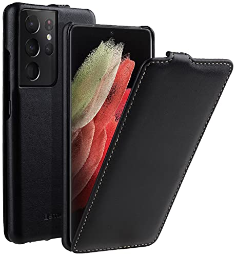 Etui cuir Samsung S21 Ultra 5G STILGUT coque rabat vertical nappa noir