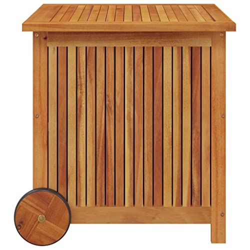 Boîte de rangement d'extérieur avec roulettes, récipient de jardin en bois pour coussins et outils, organisateur polyvalent pour terrasse, piscine, garage, parfait pour une utilisation sur la plage de