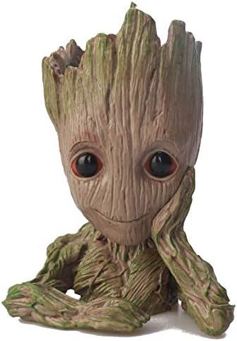 YQF Donreay Cute Baby Groot Planter Flower pot Tree Man Flower Pot with Drainage Hole Pencil Pen Holder for Outdoor Movies Tree Man Figure (DESIGN 2)
