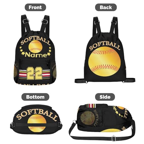 zaaprintblanket Softball Black Custom Sports Gym String Backpack Drawstring Sackpack Backpack for Women Men2