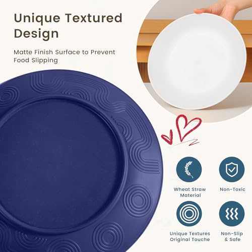 Image of Homienly Premium Wheat Straw Dinnerware Sets, Plates and Bowls Sets,Cups,Alternative to Plastic Plates Service for 4, Dishwasher and Microwave Safe 16 PCS Dish Sets for Home,Camping - Island