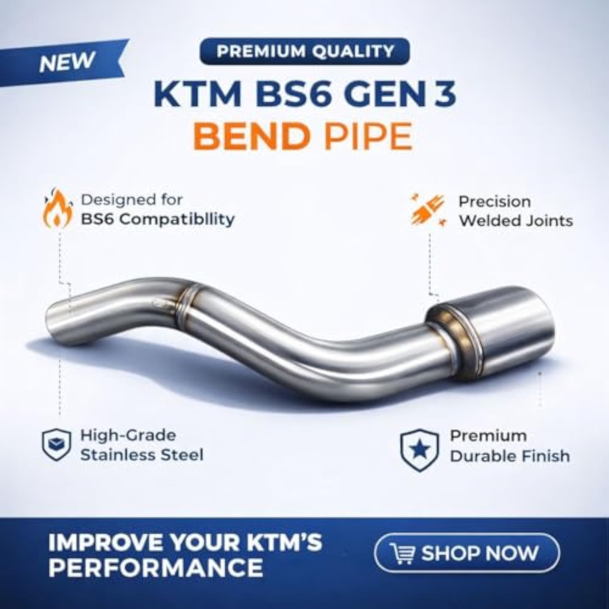 Stainless Steel Bend Pipe for KTM Duke 200, 250, 390