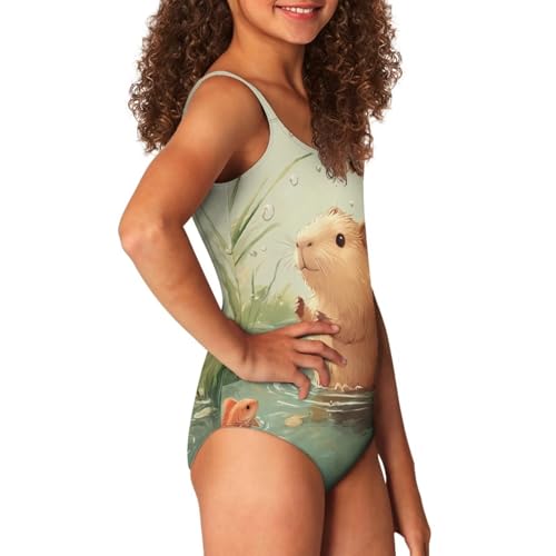 Image of One Piece Bathing Suit for Teen Girls Comfy Crewneck Backless Bathing Suit