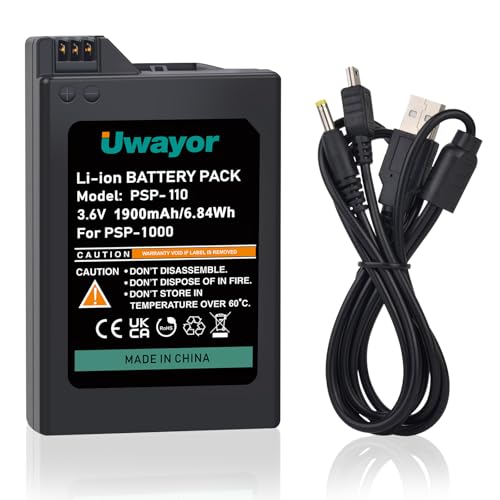 Uwayor Batterie 1900Amh PSP-S110 Compatible avec Sony PSP-1000 PSP-110 Sony PSP-1004 PSP-1003 PSP100