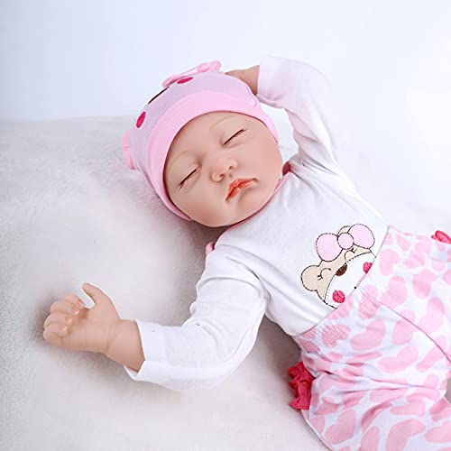 ZIYIUI 22 Zoll 55cm Lebensechte Reborn Baby Puppe Mädchen Weiche Silikon Vinyl Puppe Nette Geschlossene Augen… – Bild 6