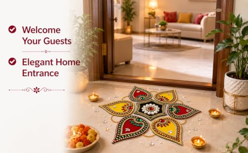 Image of Acrylic Rangoli Design Set for Floor Decoration | Readymade Reusable Decorative Rangoli for Diwali Wedding and Festive Use | Handcrafted Home Decor
