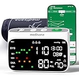 Medisana Cordless Arm Blood Pressure Monitor, Bluetooth Smart Blood Pressure Monitors for Home Use with App Tracking, Blood Pressure Machine with LED Color Dual-Display, Extra-Large Adult Cuff