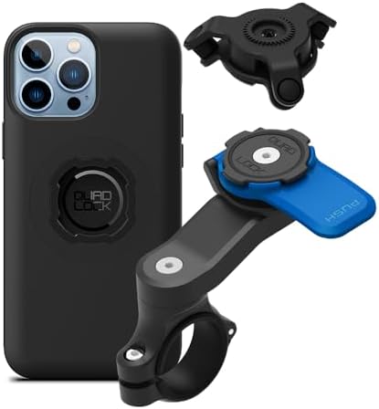 Quad Lock Motorcycle Handlebar Phone Mount Kit with Vibration Dampener and iPhone 13 Pro Max MAG Case