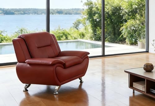 Nervlox Red Leather 1 Seat Living Room Chair,Leather Armchair for