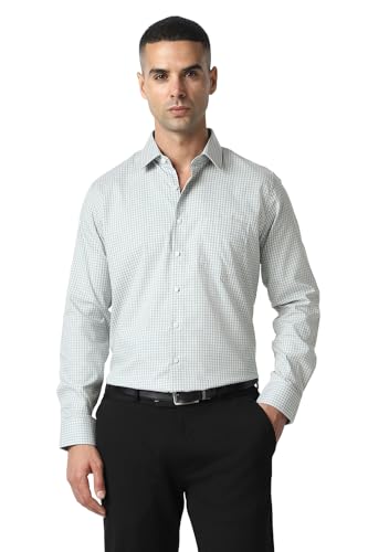 Image of Van Heusen Formal Checkered Shirt for Men| Premium Cotton| Full Sleeves| Slim Fit |Breathable Fabric