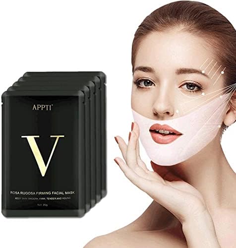 APPTI Double V Shape Chin Reducer Face Lifting Mask, Firming Tightening Facial Mask Chin Up Patch V Line Lifting Mask for Women Men Face and Neck Slimmer 5 Pieces
