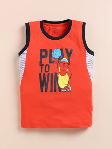 Image of Bumchums Boys Sleeveless Round Neck T-Shirt and Pant Set for Boys, Casual Clothing Set, Trendy and Cute, Graphic