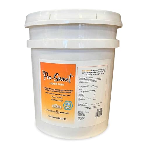 Mann Lake Pro-Sweet Liquid Feed, Natural Supplemental Feed for Bees, Ready-to-Use Nectar Alternative, Formula for Optimal Nutrition & Hive Weight, 5 Gallon Pail, Made in USA