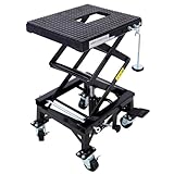 Hydraulic 300 lbs Motorcycle Scissor Jack Lift Foot Step Wheels for Small Dirt Bikes (Black)