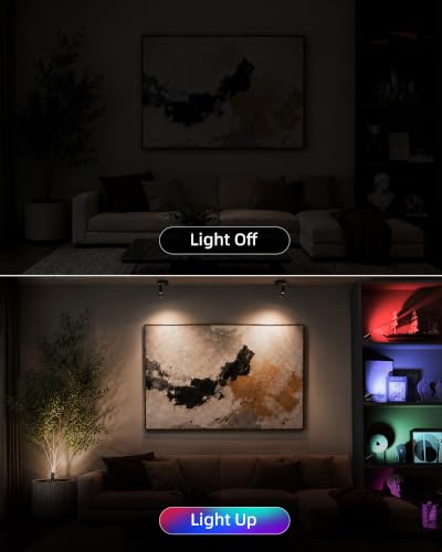 Image of EZVALO RGB Spotlights Indoor with Remote, Wireless 5500mAh Rechargeable Accent Lights, 83 Color Changing & DIY Modes, Mini Spotlight for Plants, Artwork, Display Cabinet, Shelves & Home Decor (2 Pack)