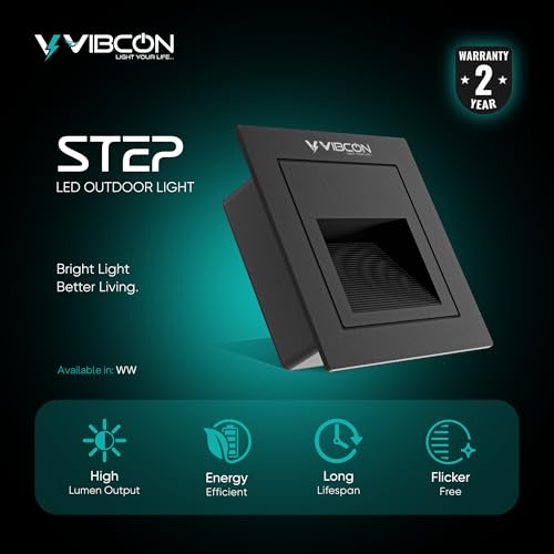 Image of Rio Step Outdoor 5W LED Step Light Outdoor, IP65 Waterproof Wall Recessed Stair Light, Aluminum Body, Rio Design for Garden, Pathway & Staircase (Black Body, Warm White, Pack of 2)