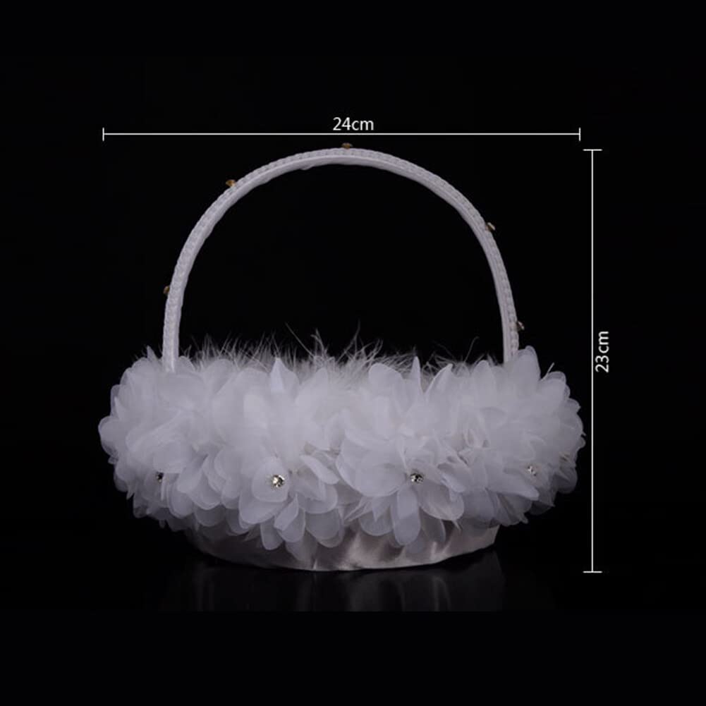 Cesto Per Fiori Da Sposa JAWSEU – Cestino In Raso E Pizzo Per Bambini E Damigelle – Matrimonio Fai Da Te - 2