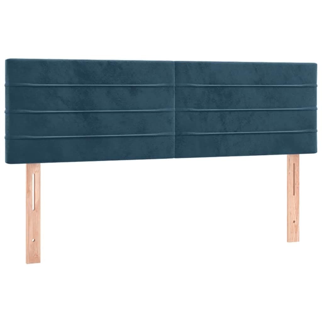 Letto a molle con materasso blu scuro, 140 x 190 cm, in velluto, letto imbottito con testiera regolabile, materasso a molle insacchettate per chi dorme sulla schiena e sulla pancia