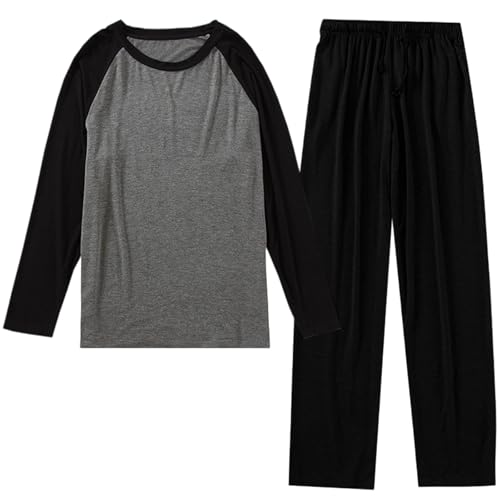 Pyjama long homme patchwork coton loungewear et combinaison d'intérieur deux pièces confort
