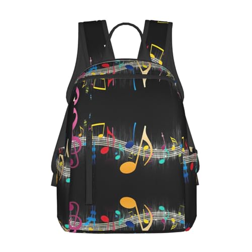 OdDdot Mochila ligera con estampado de notas musicales coloridas, para viajes, casual, para laptop, para hombres y mujeres, Nota musical colorida, Talla única
