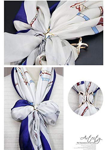 2PCS Women Girls Elegant X-Shaped Modern Simple Scarf Clips Fashionable Cross Hollowed Out Scarves Buckle Slide Jewelry Silk Scarf Clasp Rings Clothing Wrap Holder for Neckerchief Shawl (Silver+Gold)4