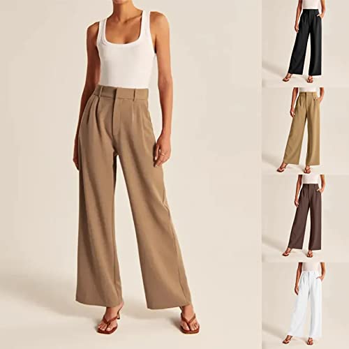 Wide Leg Pants for Women Effortless Tailored Wide Leg Pants Summer High Waist Casual Long Palazzo Pants with Pockets2