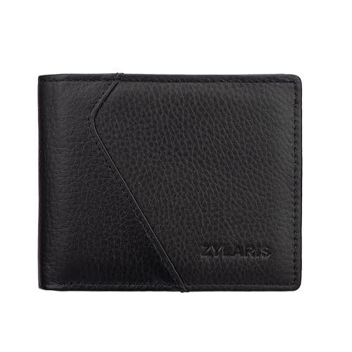 ZYLARIS Soft leather Wallet Men,Classic Bifold Wallet, RFID Blocking, 7 Card Slots, Multiple Compartments, It is equipped with 1 coin pocket. (Jet Black)