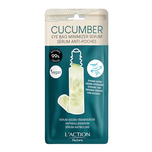 L'Action Paris Sérum Reductor de Bolsas para Ojos, con Extracto de Pepino para la Hinchazón debajo de los Ojos, Sérum Iluminador que Ayuda a Mejorar la Elasticidad de la Piel 10ml