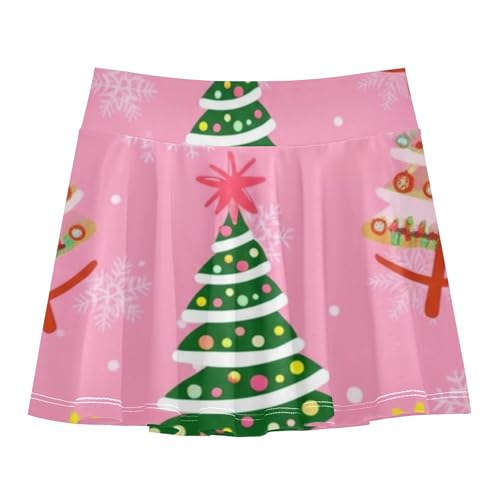 Joisal Christmas Trees Pink Athletic Shorts Girls Skorts Kids Tennis Skirts Cartoon Flowy Skort 3t