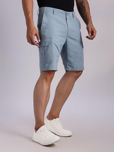 Image of Thomas Scott Men's | Regular Fit | 100% Cotton | Solid | Breathable Lightweight | 6-Pocket Cargo Shorts | Cricket Club Collection