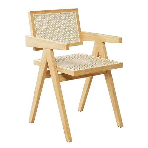 Farmhouse Rattan-Esszimmerstühle, 2er-Set, Vintage-Holzsessel mit...