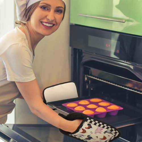 Bencailor ZY-BENCAILOR-52687 8 Pcs Pot Holders With Pocket Sunflower Kitchen Potholder Funny Buffalo Plaid Hot Pad Oven Mitts Cute Cookie Bag Farmhouse Oven Gloves For Christmas Kitchen Gift Baking Cooking  thumb #1