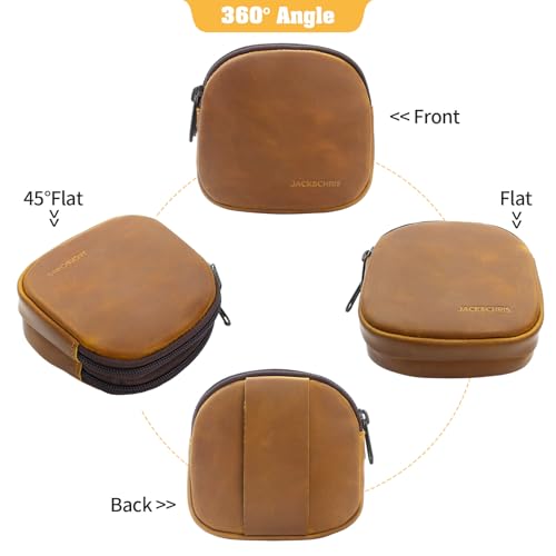 Image of Jack&Chris Coin Purse for Men, Genuine Leather Mini Coin Wallet Zipper Pocket with Back Belt Loop, Coin Bag for Men