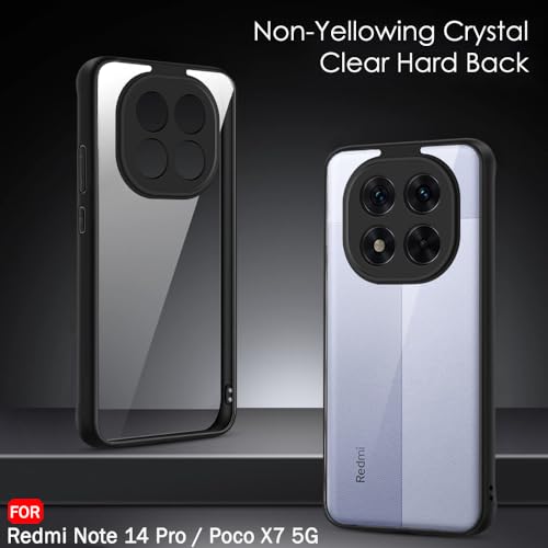 Image of TheGiftKart Hybrid Shockproof Back Cover Case for Mi Redmi Note 14 Pro /Poco X7 5G | Camera Protection Module | Crystal Clear Hard Back Cover Case (PC & TPU, Transparent Clear Back, Black Sides)