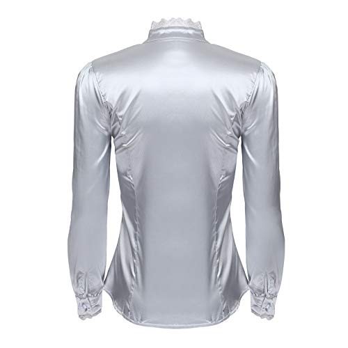 IEFiEL Camicia Vittoriana Donna Gotico con Scollo