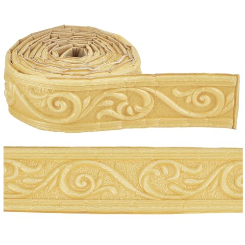 CRASPIRE Moldura de Corona de 7.38 pie X 1.97 pulgadas Despegable Y Adherible Borde de Espuma Flexible Color Beige Borde de Papel Tapiz Autoadhesivo Borde de Pared Decorativo Adhesivo 3D Borde