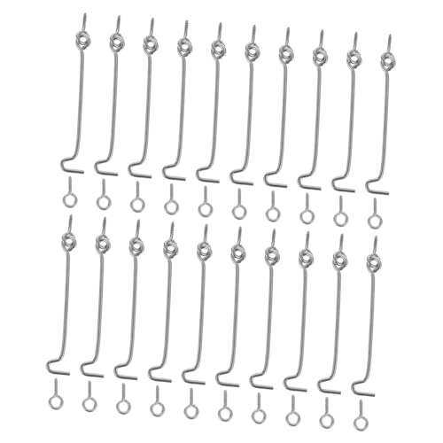 OSALADI 20 Sets Window Hook Lock for Door Hooks Door Chain Lock Cabin Hook Door Hook Lock Latch for Door Window Latch Door Lock Latch Door Latch Hook Gate Latch Stainless Steel Silver