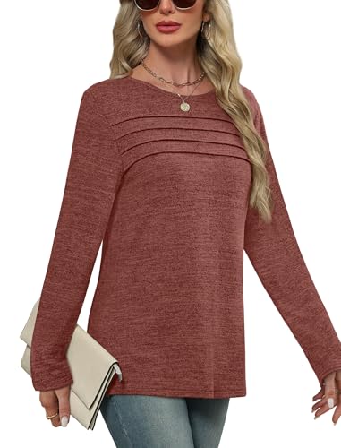 WIHOLL Long Sleeve Shirts for Women Tunic Tops Fall Sweaters Fashion 2025 Winter Clothing Sweater4