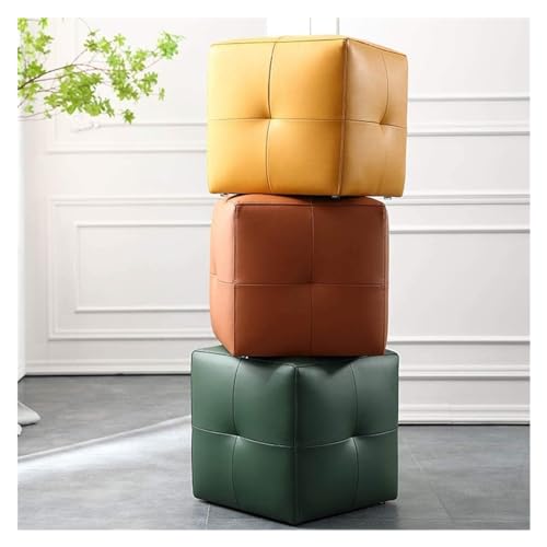 Tabouret à Chaussures carré en Cuir Vert | Ottoman de Qualité - 7