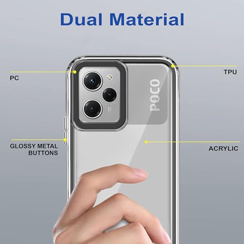 Image of Zapcase Back Case Cover for Poco X5 Pro 5G | Compatible for Poco X5 Pro 5G Back Cover | Case Cover with Camera Protection | (TPU + PC | Translucent Black)