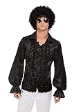 Smiffys 62010XL 60er Jahre Rüschen Hemd, Herren, Schwarz, XL - Size 46