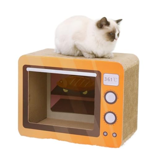 YAKINO猫用爪とぎボード、段ボール製、耐摩耗性、かわいい、スタイリッシュ、インテリアデザインを反映しています (電子レンジスタイル)