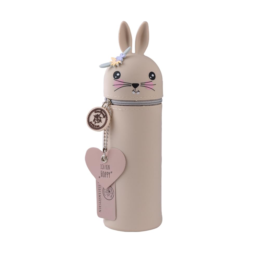 Lulubug Silikon Federmäppchen - Hase Hoppy | Federtasche aus weichem Silikon für Stifte | Federmappe und Stiftehalter | Mäppchen Tiere, Schlampermäppchen