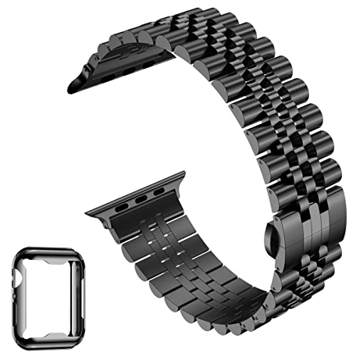 Image of baozai Compatible Apple Watch Bands 46mm 45mm 44mm 42mm 41mm 40mm 38mm, Stainless Steel Band with Screen Protector Case for Apple Watch Series 11 /10 /9 /8 /7 /6 /5 /4 /3 /2 /1 /SE3