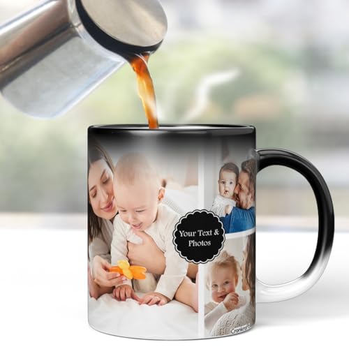 Image of Personalized Magic Mug with Photo Custom Heat-Sensitive Color-Changing Coffee Cup Unique Gift for Birthday, Anniversary, Valentine's Day 325ml Ceramic Black D42