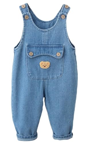 Image of SEAUR Baby Boy Girl Cotton Overalls Casual Button Bib Suspender Pants Cute Romper Loose Jumpsuit One Piece Basic Outfit